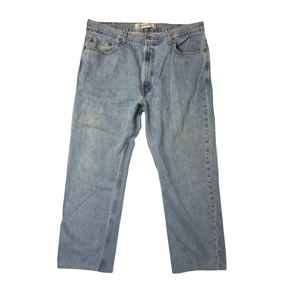 Levis 505 Regular Fit Jeans Mens 40x30 Light Wash Blue Straight Leg Denim
